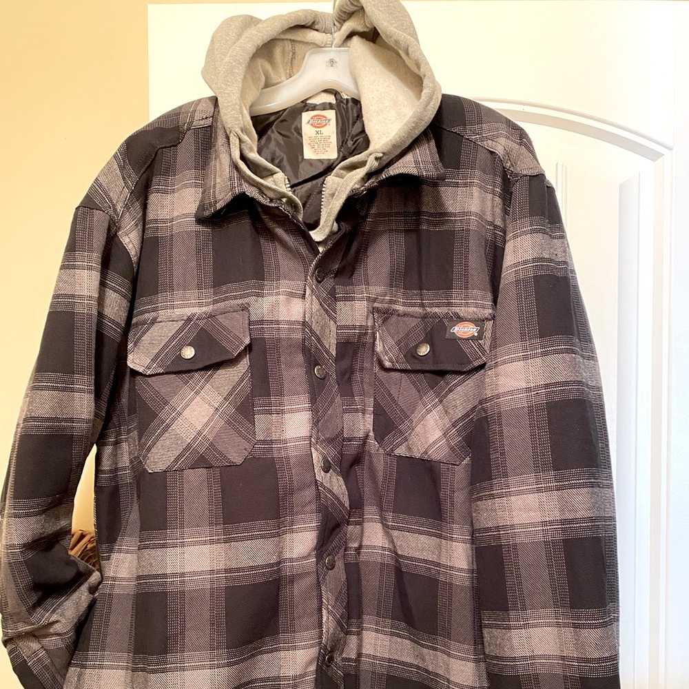 Dickies Relaxed Fit Icon Hooded Quilted Flannel Shirt Jacket - Men’s XL